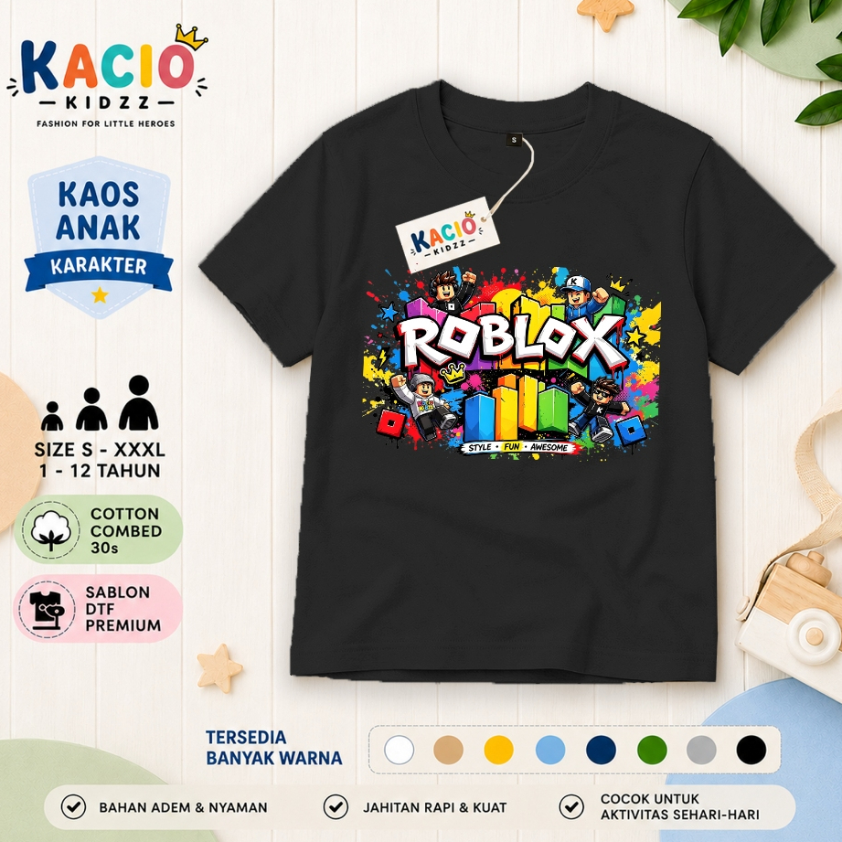Kacio.Kidzz เสื้อยืดเด็ก Distro Premium Cotton Combed 30s Unisex ชายหญิง Cool สบายอายุ 1-12 ปีหลายสี