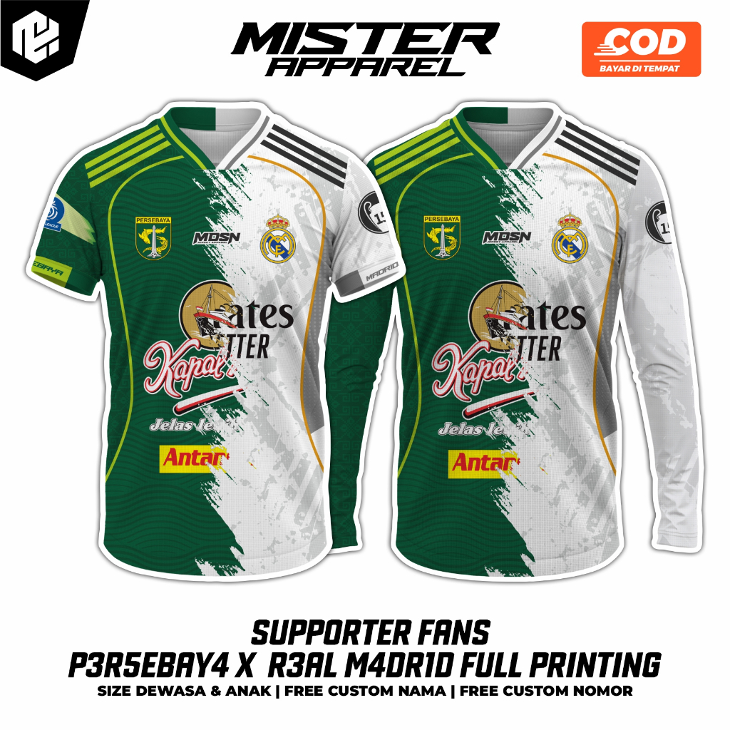 P3RS3BAY4 X R3AL M4DR1D COMBINATION JERSEY SUPPORTER FANS ใหม่ล่าสุดฟรีชื่อและหมายเลข INSTALLATION F