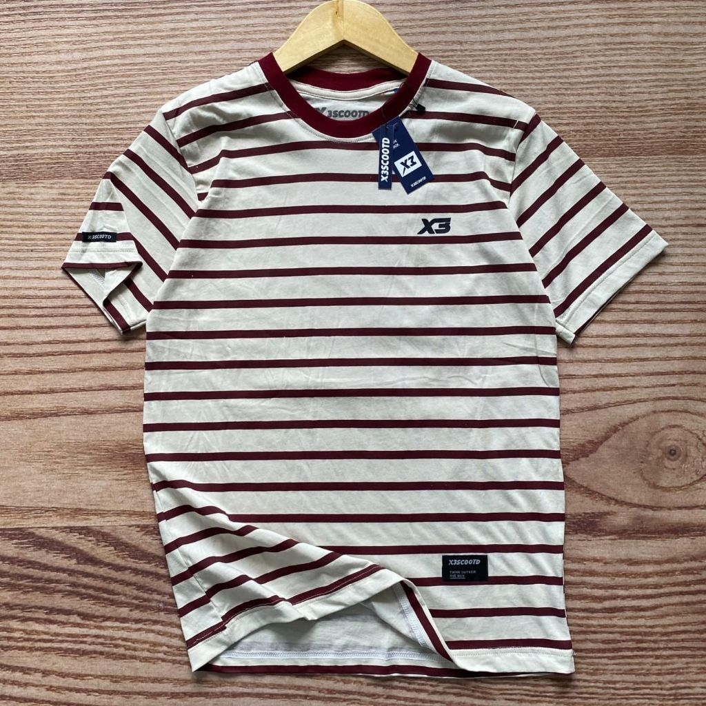 KATUN X3scootd Distro Fullprint เสื้อยืด X3-628 Maroon Strip Surfing เสื้อยืดสําหรับผู้ชายและผู้หญิง