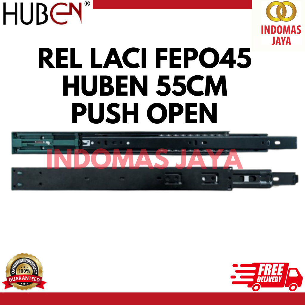 HUBEN PUSH เปิด DRAWER RAIL FEPO-45 55 ซม./PUSH เปิด DRAWER RAIL FEPO-45 HUBEN 55 ซม.