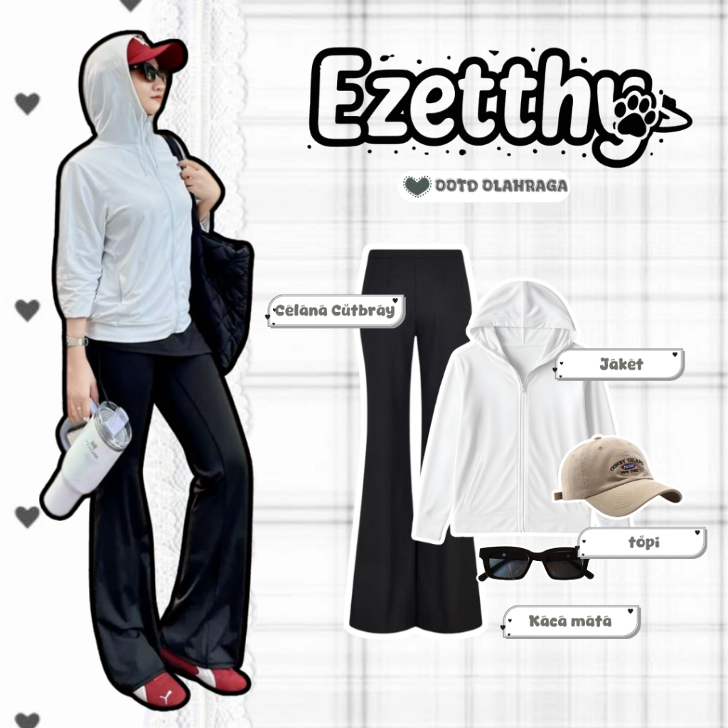 3-in-1 oneset Cutbray Pants + Fitbody Jacket + Jersey Pashmina Hijab | Tennis Badminton Running Runn
