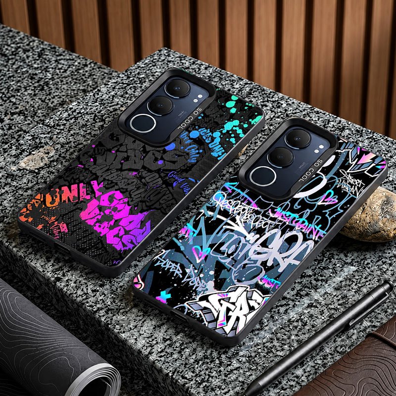 Softcase IMD Black Motif Gravity Minimalist Premium ป้องกัน HP สําหรับ Vivo V40 50 V60 Lite Y02 Y04 