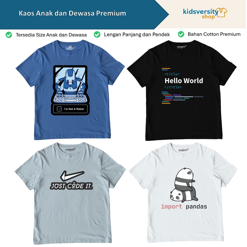 KATUN Coding Programmer Python Robot Premium Cotton เสื้อยืดเด็ก