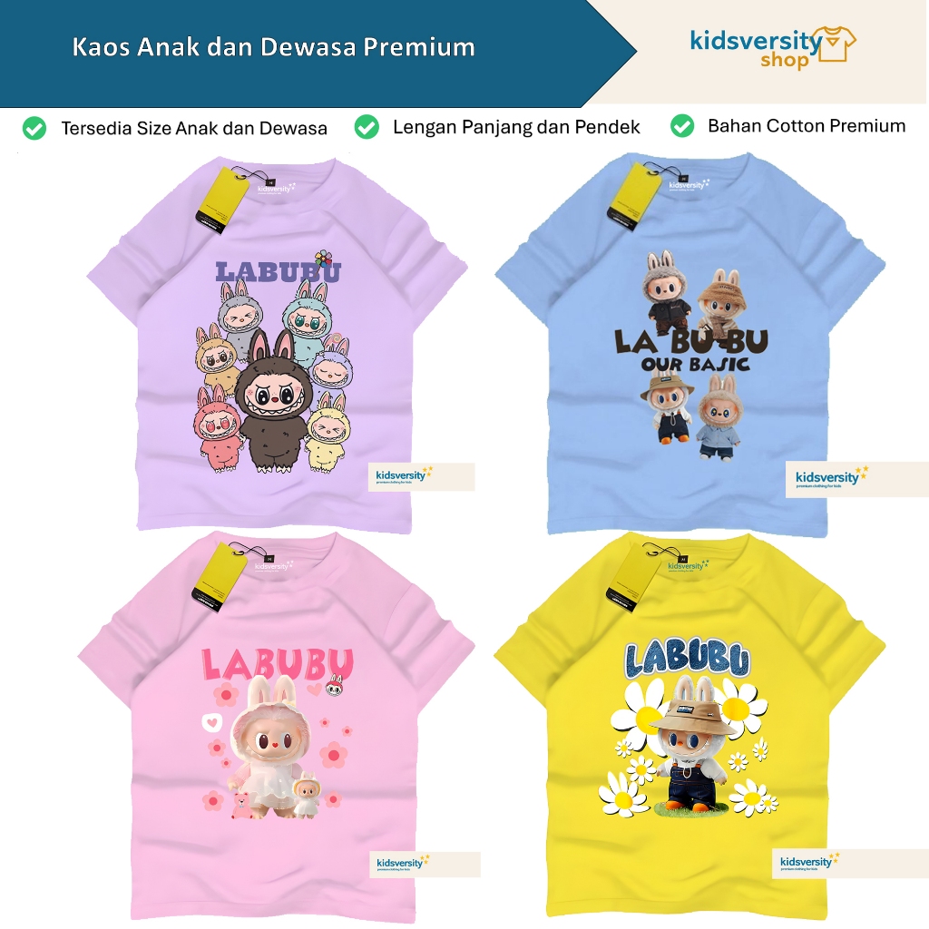 Labubu Kids T-Shirt Premium Boys Girls Cotton Clothes