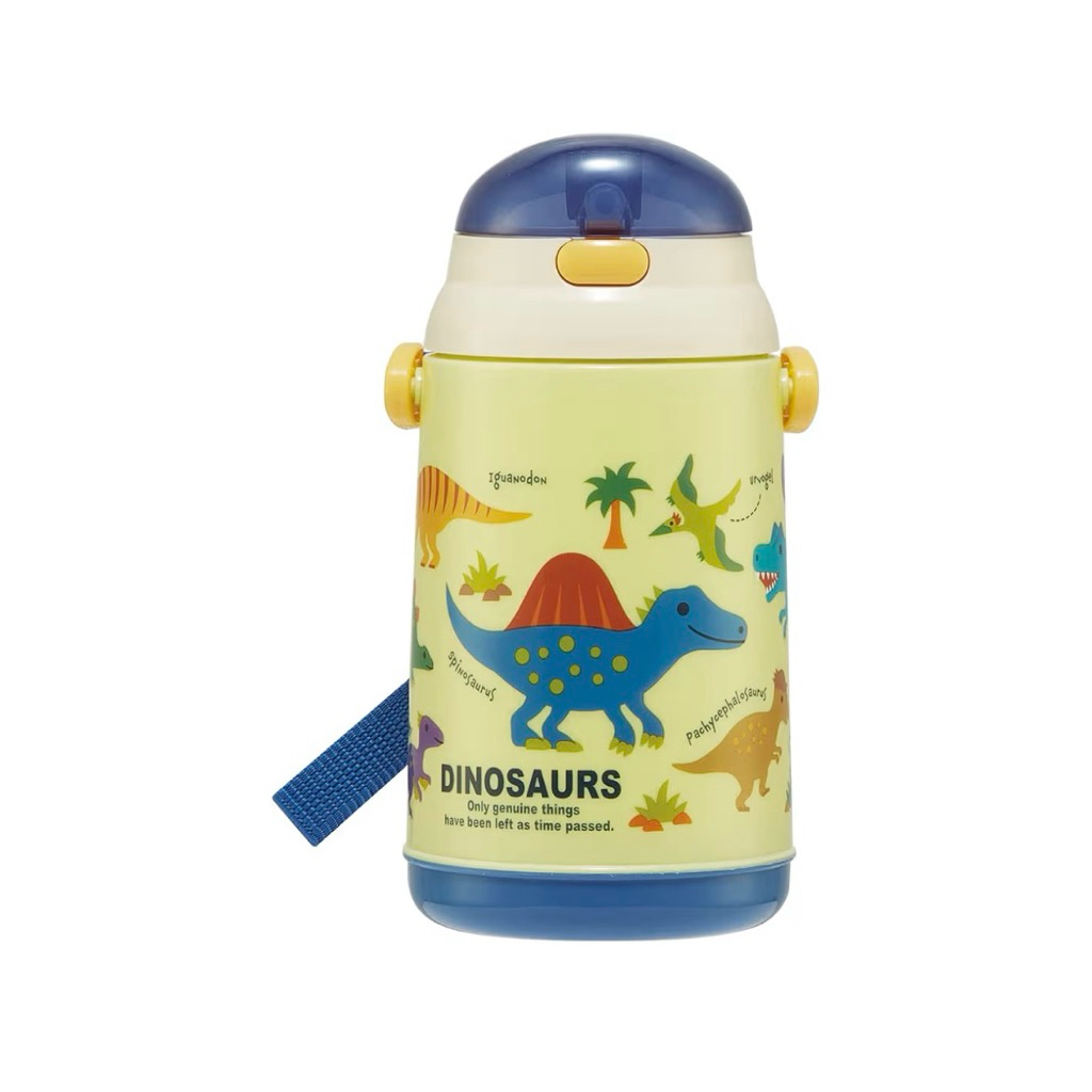 Skater Push Open Water Bottle with Straw 400 ml Dinosaur Bottle