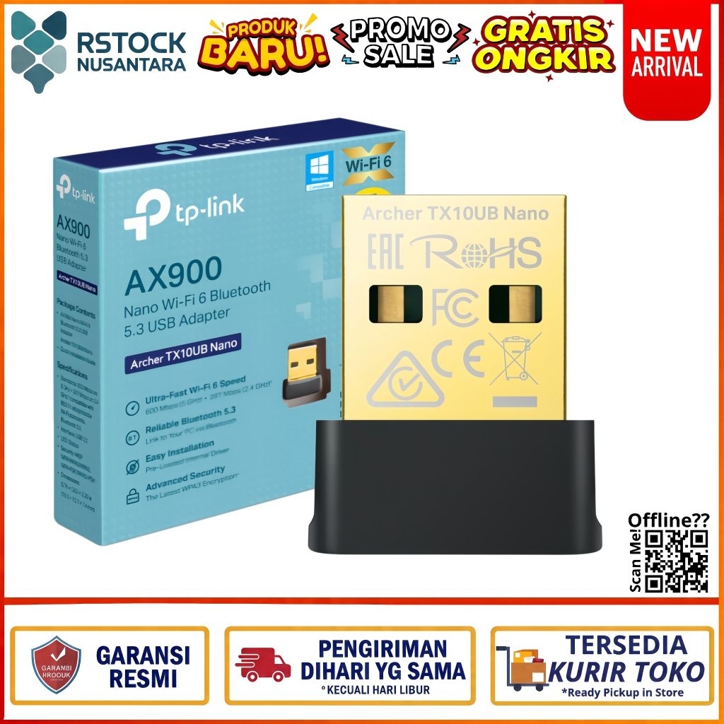 TP-Link Archer TX10UB Nano AX900 Wi-Fi 6 Dual Band Bluetooth 5.3 อะแดปเตอร์ USB 2.0