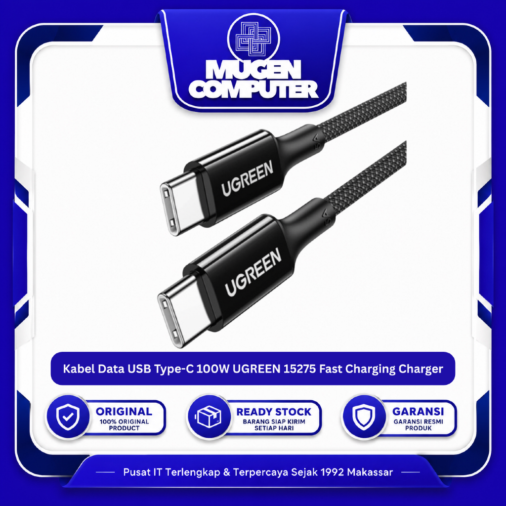 สายเคเบิลข้อมูล USB Type-C 100W UGREEN 15275 เครื่องชาร์จแบบชาร์จเร็ว