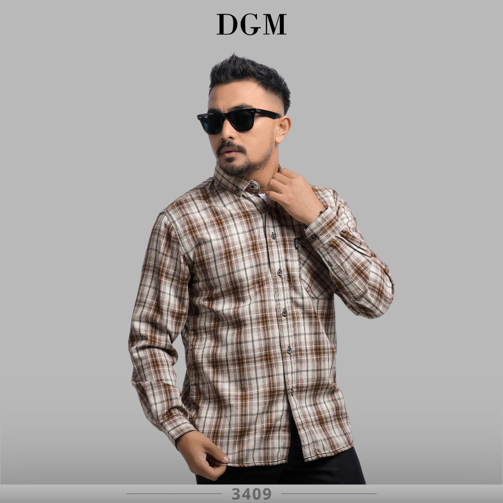 KEMEJA DGM Long Shirt Mens Flannel Shirt Long Sleeve Mens Flannel Shirt Cream Flannel Shirt Brown St