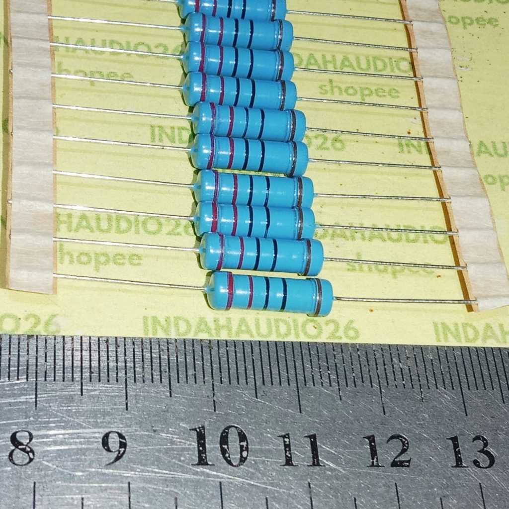 ฟิล์มโลหะ 220R 2W 1% ตัวต้านทาน 220 OHM 2 วัตต์ 220 R 2 วัตต์ 1 เปอร์เซ็นต์ 220r 2w BLUE