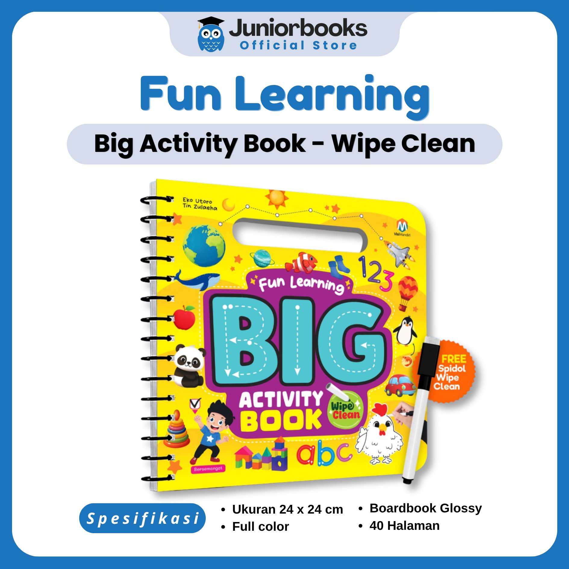 Ziyadbooks - [เครื่องหมายฟรี] FUN LEARNING BIG ACTIVITY BOOK - ACTIVITY BOOK สําหรับเด็กอายุ 3 ปี