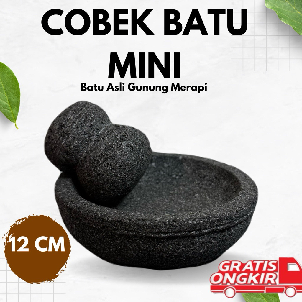MINI STONE MORTAR + PESTLE 12cm หินเมราปิแท้