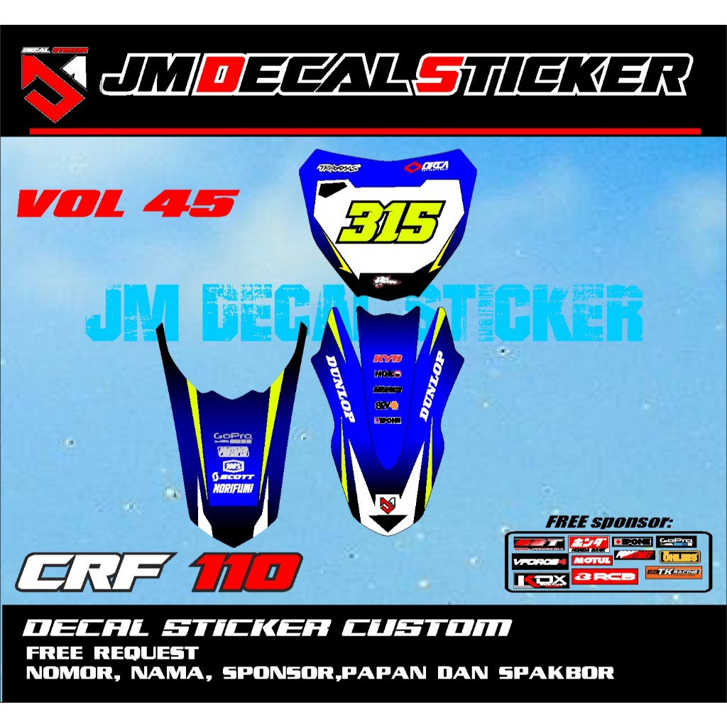 DECAL STICKER NUMBER BOARD + สติ๊กเกอร์ CRF 110 ใหม่ล่าสุด MOST VIRAL สติ๊กเกอร์ JM vol 45