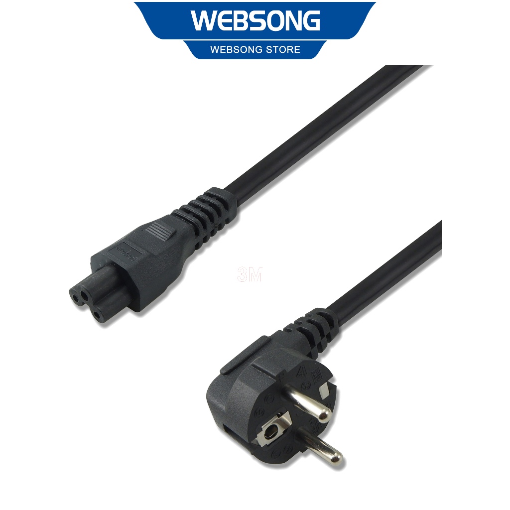 3 Pin แล็ปท็อปสายไฟ C5 ถึง EU 1.8M 3M 5M 3x1mm OD7.0 250V 10A WEBSONG