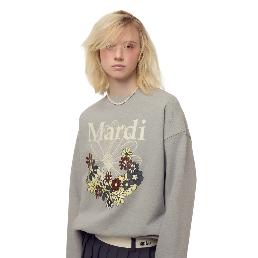 เสื้อสเวตเตอร์ คอกลม Mardi Mercredi Grey FlowerMardi Jardin