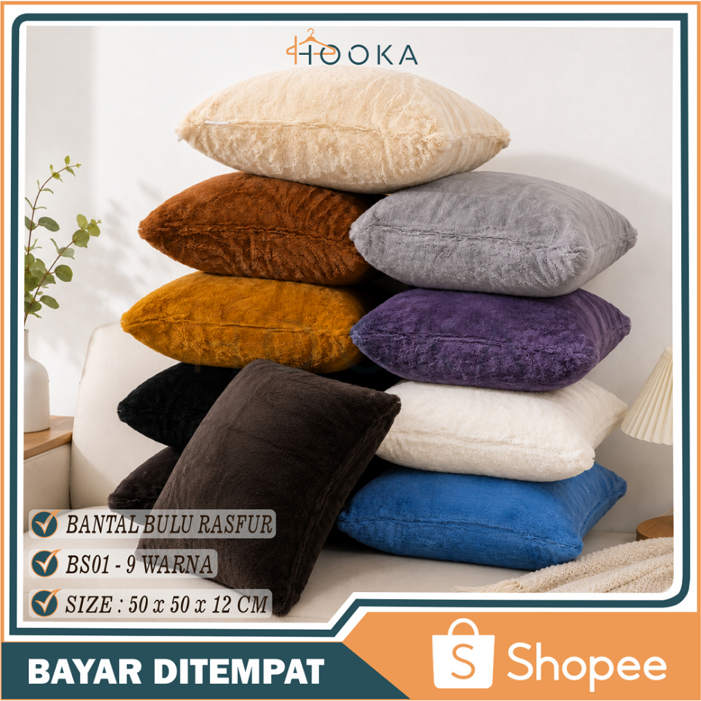 หมอนขนพรีเมี่ยม HOOKA / หมอนโซฟาขน Rasfu 50 x 50 ซม. / หมอนนอนที่เต็มไปด้วย Dacron แบบนุ่ม