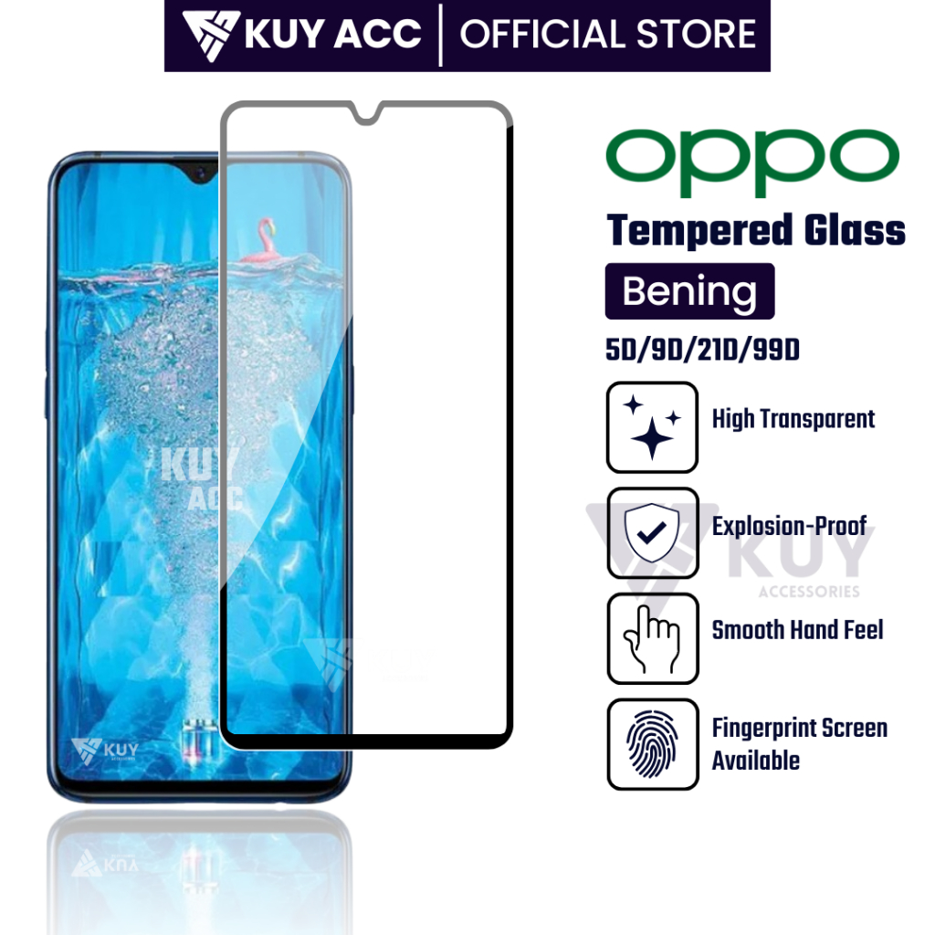 LAYAR KUY - กระจกนิรภัยแบบเต็มหน้าจอ 5D Oppo F1s F5 F7 F9 F9 Pro F11 F11 Pro F15 F17 F17 Pro F19 F19