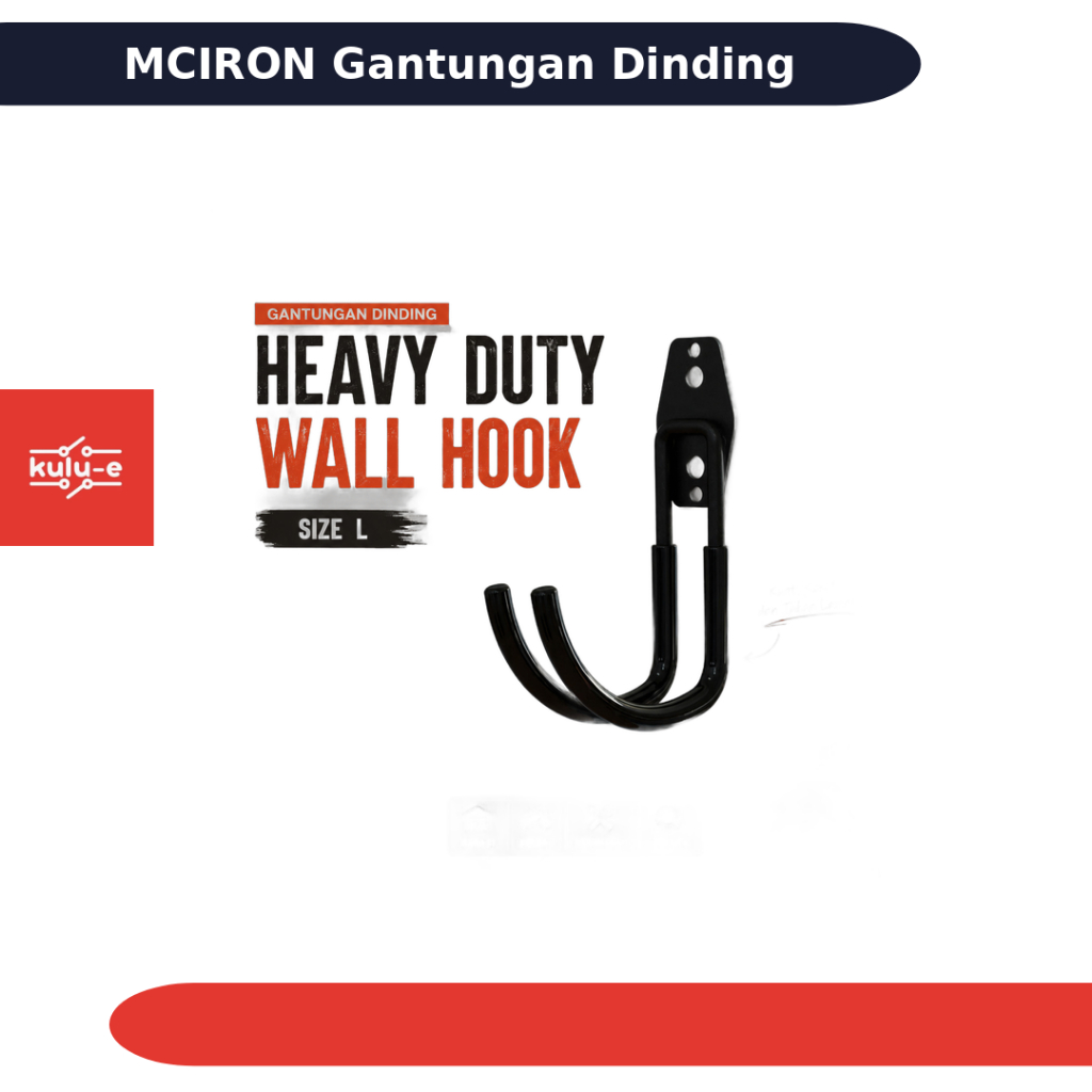 GANTUNGAN MCIRON Wall Mount Organizer Heavy Duty ขนาดใหญ่ MC003 สีดํา