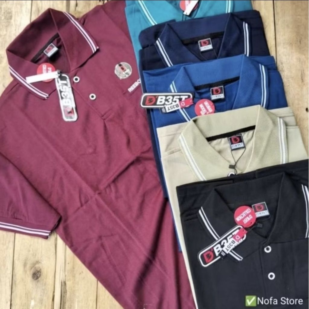 DBEST Distro Collar T-Shirt for Men, Simple Motif, Short Sleeves