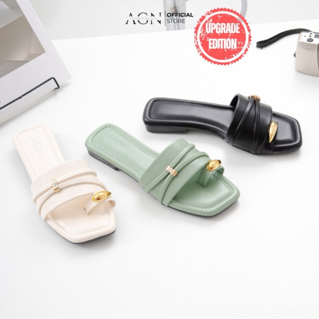 Aghnia Womens Flat Sandals with Korean Style Straps รหัส JB4u