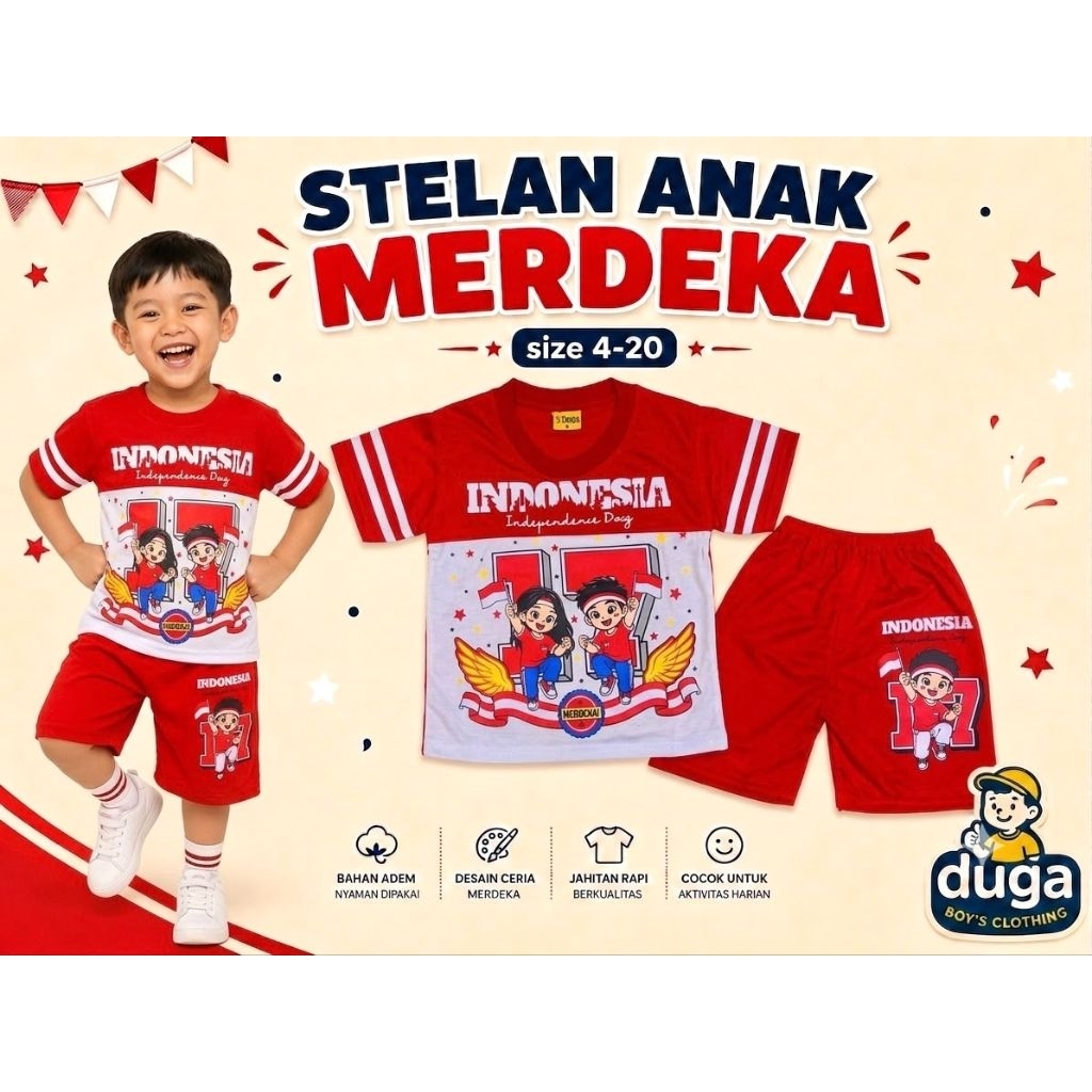 MERAH VIRAL สีแดงและสีขาวชุด TUNG SAHUR/ INDEPENDENCE CHILDRENS เสื้อยืดพร้อม TUNG TUNG SAHUR MOTIF 