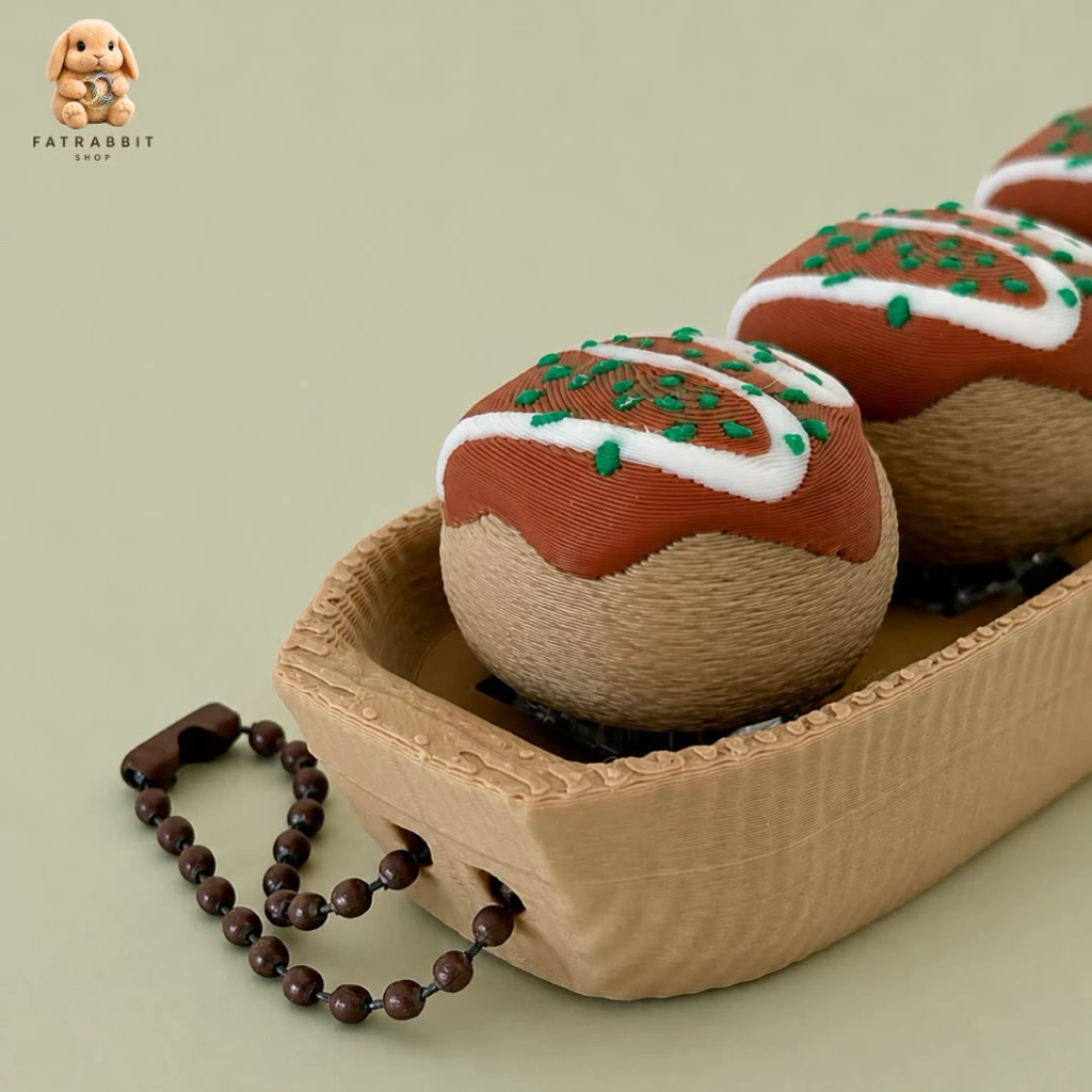 GANTUNGAN Clicker 3D พิมพ์ Fidget ทาโกะยากิที่ไม่ซ้ํากันขนมขบเคี้ยวพวงกุญแจน่ารัก