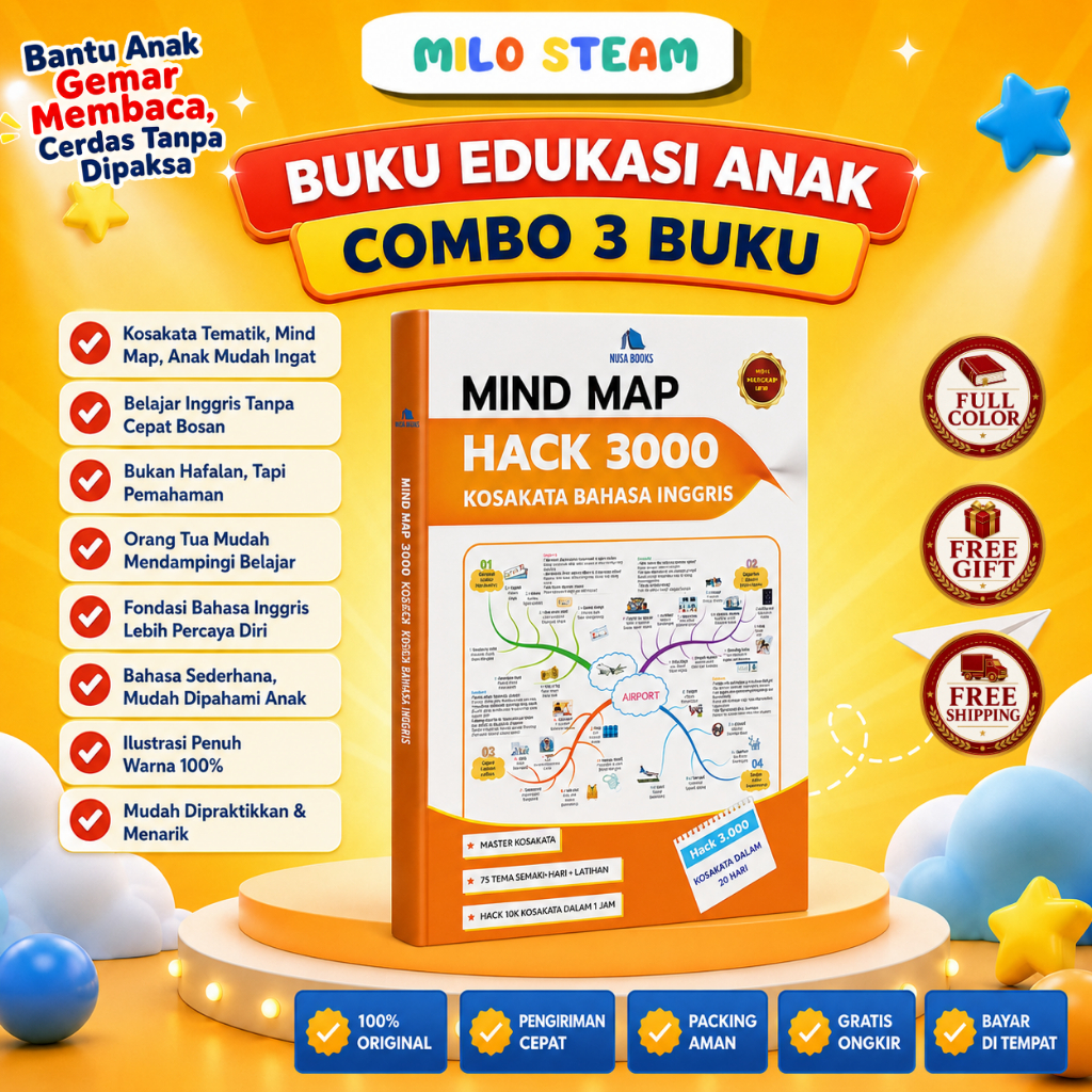 หนังสือภาษาอังกฤษสําหรับเด็ก: Mind Map Hack 3000 คําศัพท์ภาษาอังกฤษ - MiloStem