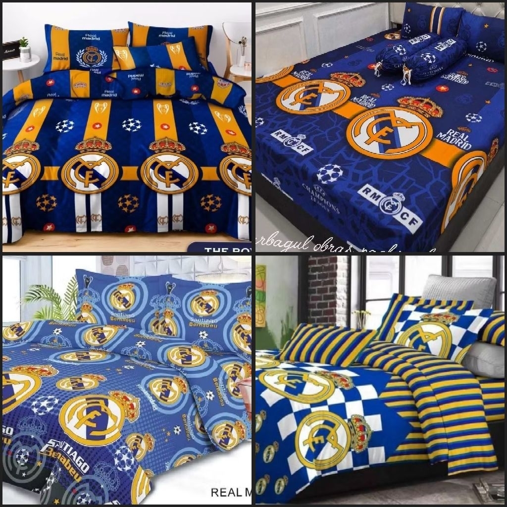 KATUN พรีเมี่ยมผ้าฝ้ายยาง BEDSHEET 90/100/120/140/160/180/200 FOOTBALL MOTIF RIL THE REAL MADRID ROY