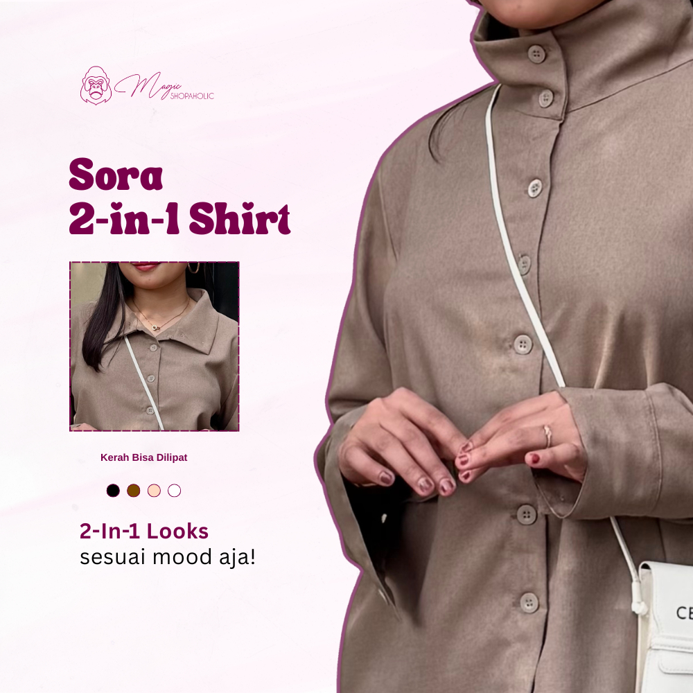 KEMEJA Magic Shopaholic Sora 2-in-1 Shirt - เสื้อเชิ้ตคอสูงแบบพับได้แขนยาวผู้หญิง