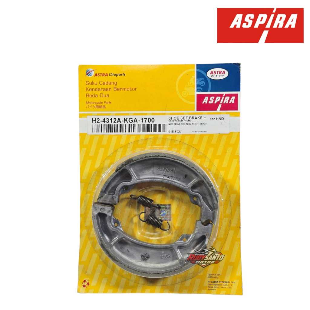 ผ้าเบรค REAR DRUM + SPRING H2-4312A-KGA-1700 NEW MEGA PRO, NEW TIGER, VERZA ASPIRA
