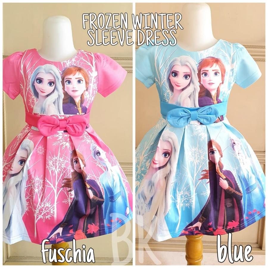 FROZEN MOTIF DRESS WINTER DRESS สําหรับ GIRLS BIRTHDAY PARTY DRESS