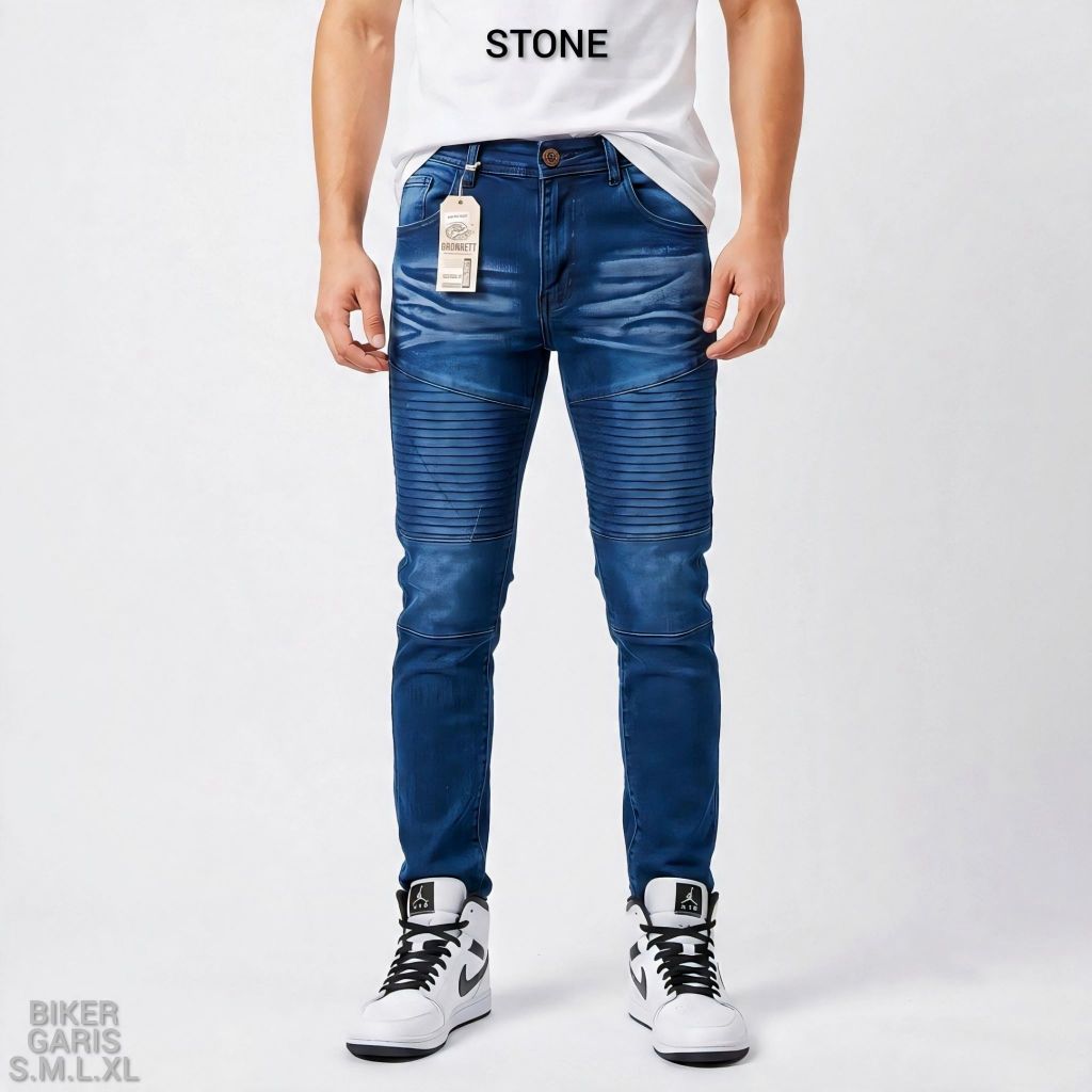 BIKERS RIDER PANTS - กางเกงขายาวผู้ชาย PLAIN BIKERS JEANS