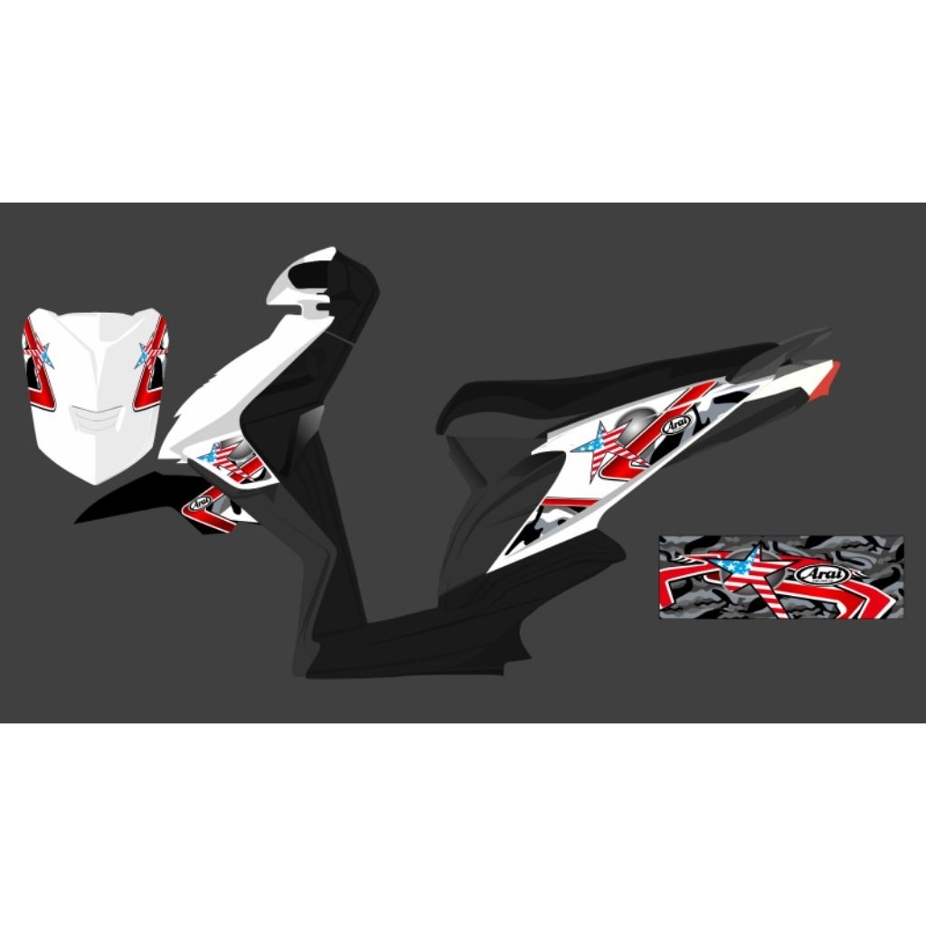 สติ๊กเกอร์แถบเต็นท์ BEAT CARBON 110 DEISGN ARAI AMERICA CUSTOM