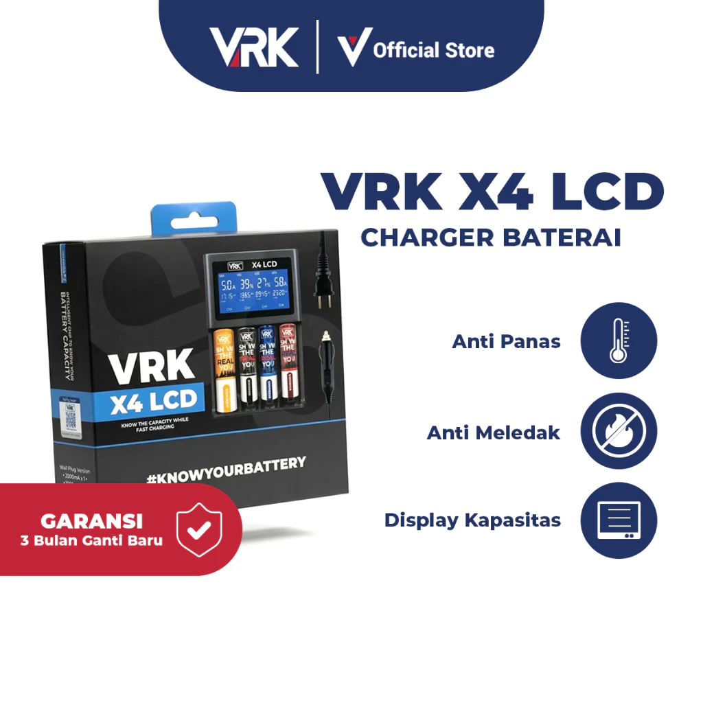 18650 แบตเตอรี่ CHARGER 18650 แบตเตอรี่ CHARGER VRK X4 LCD 4 ช่องแบตเตอรี่ VRK X4 แบตเตอรี่ CHARGER 