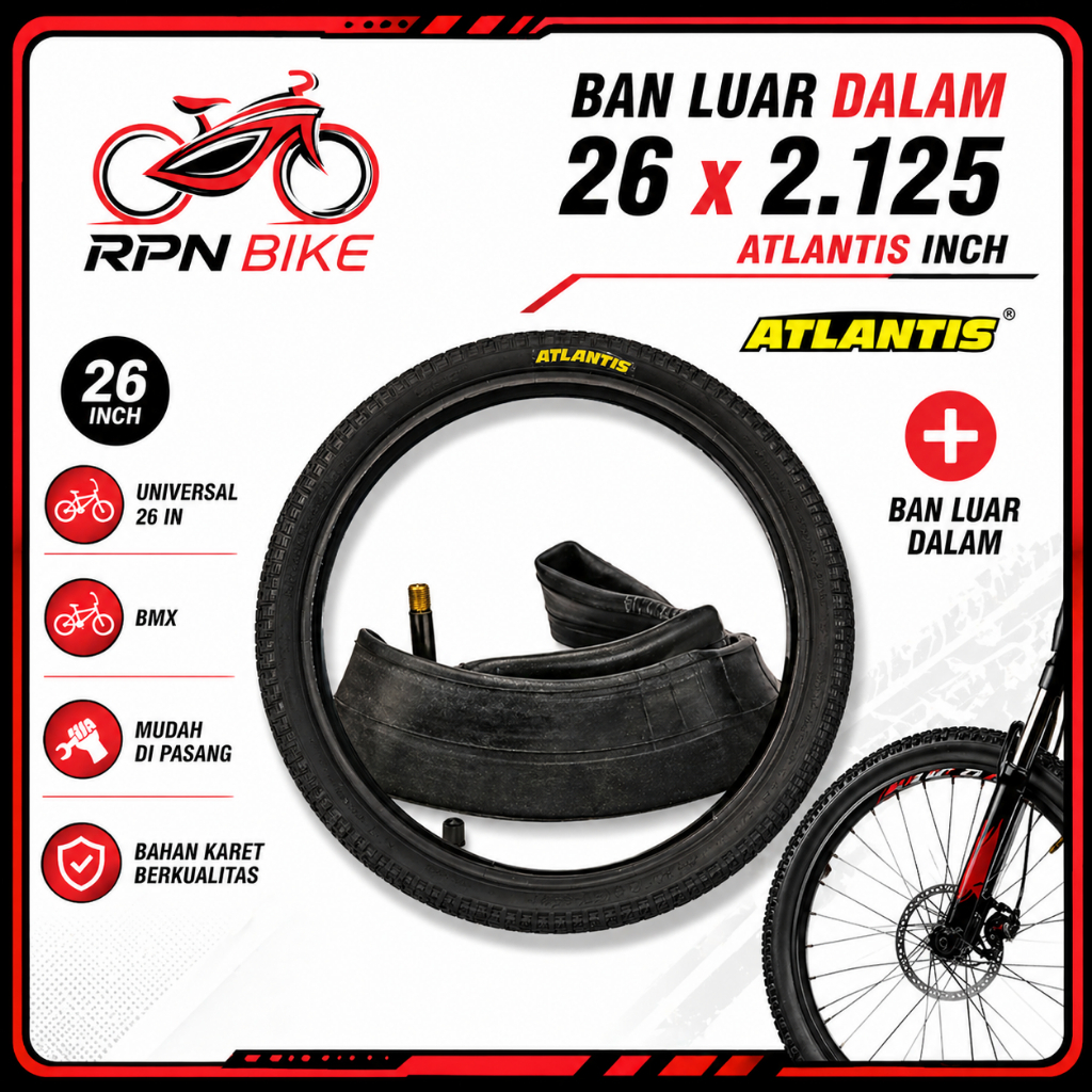 ยางในจักรยาน MTB 26 x 2.125 ATLANTIS สินค้าใหม่เหมาะสําหรับจักรยานทุกรุ่น
