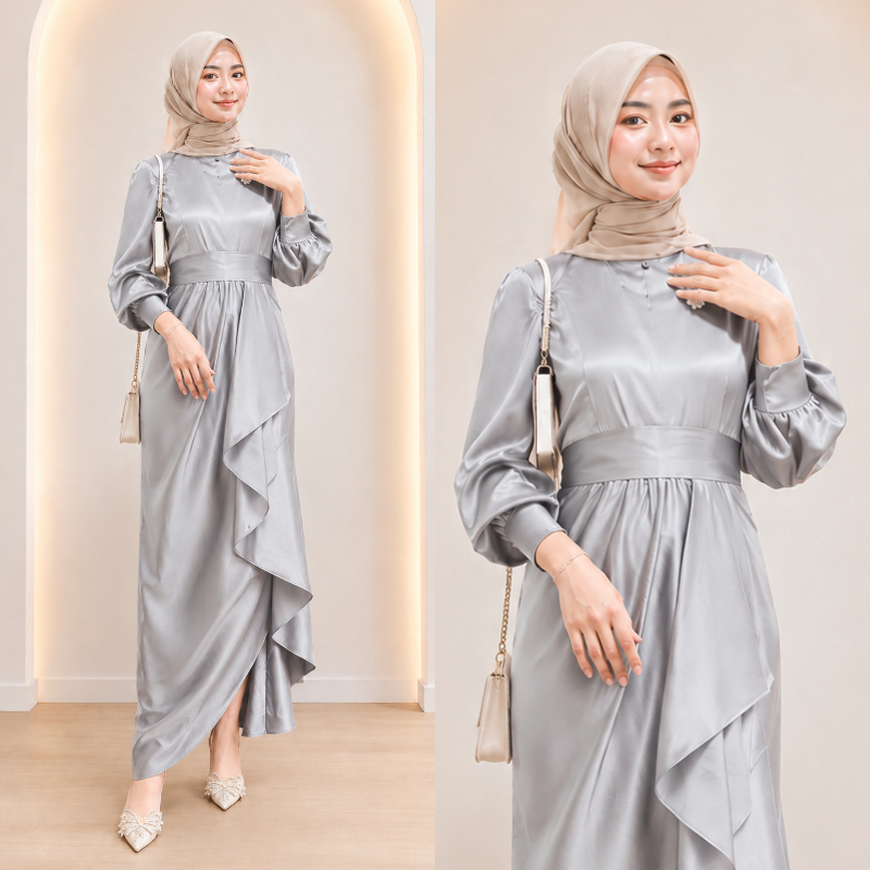 READY XXL - JUSI DRESS BRIDESMAID SATIN VELVET R.CAVALI PREMIUM SILK WEDDING DRESS GRADUATION WEDDIN