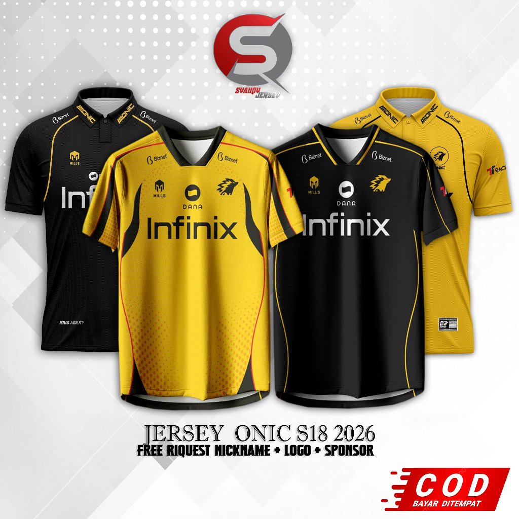 เสื้อยืด ONIC FNATIC Jersey รุ่นล่าสุด MPL ID S18 2026 - 2027 ขอชื่อฟรี