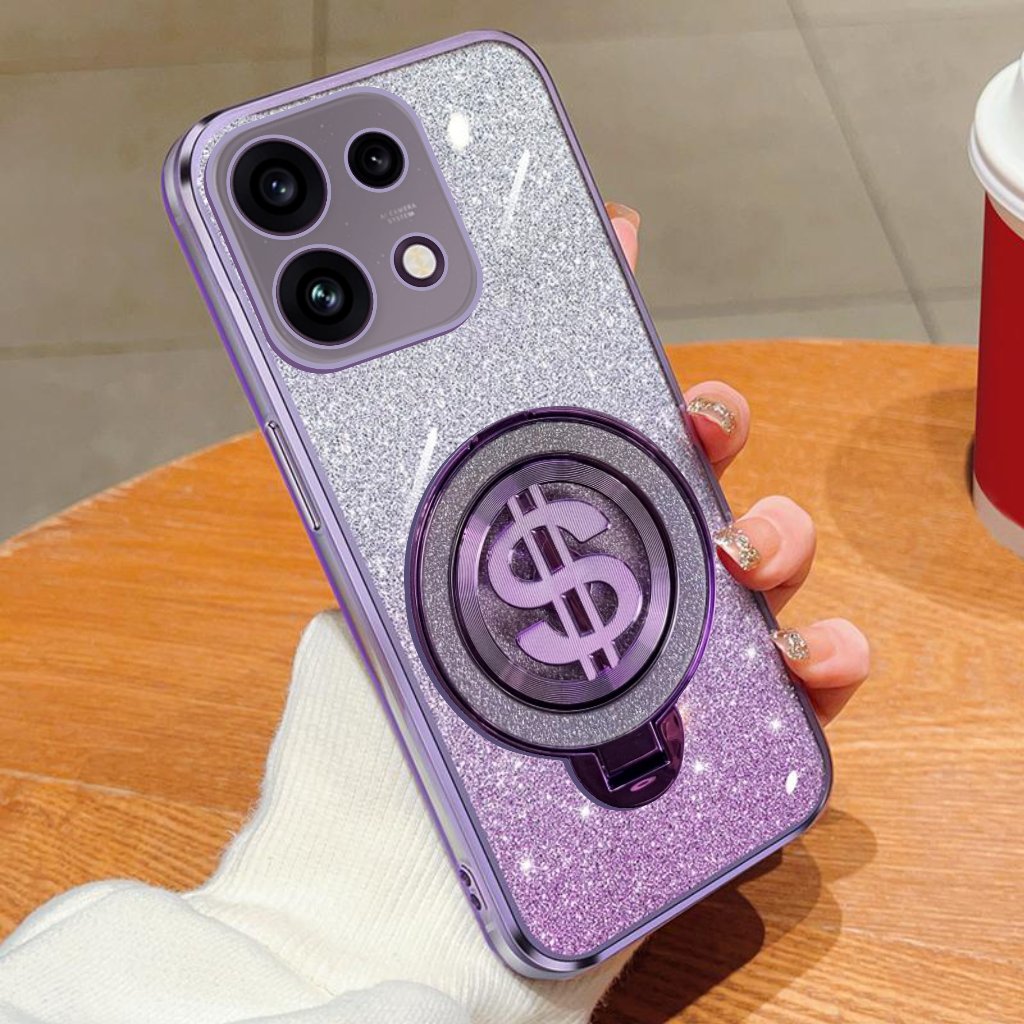Oppo Reno 16F / 16 / 16 Pro 5G Soft Case Glitter Dollar Ring Holder การชาร์จแบบไร้สาย