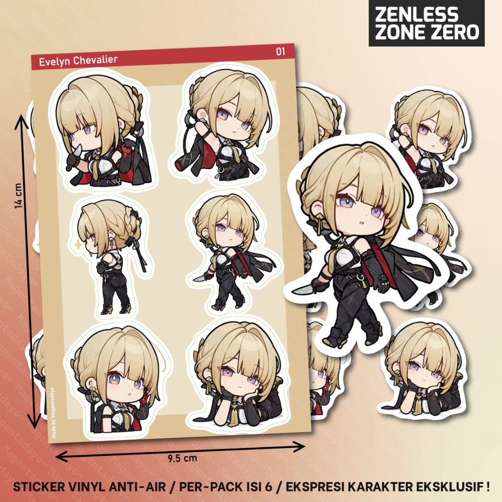 Evelyn Chevalier ZZZ Zenless Zone Zero Expression ชุดสติ๊กเกอร์กันน้ําไวนิลตัวละครพิเศษ
