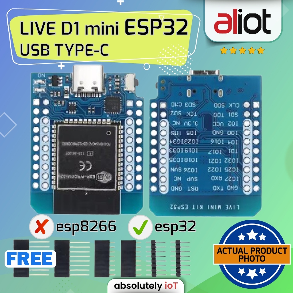 LIVE D1 MINI ESP32 USB TYPE-C รุ่น WEMOS D1 MINI ไม่ใช่ ESP8266 ไม่ใช่ ARDUINO