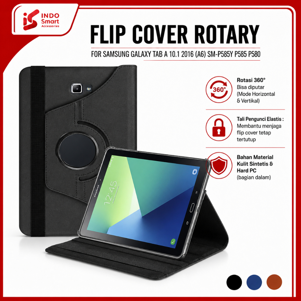 Samsung Tab A6 2016 10.1 นิ้ว P585Y P580 P585 Rotary Flip Cover Casing Standing Tablet Case