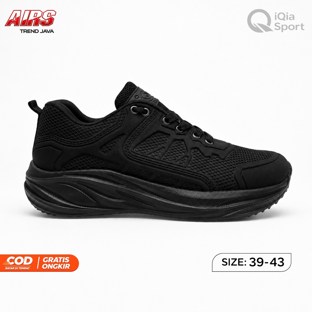IQIA Sport AKRON รองเท้าผู้ชายและผู้หญิง Full Black School Work Sports น้ําหนักเบา Soft Anti-Slip