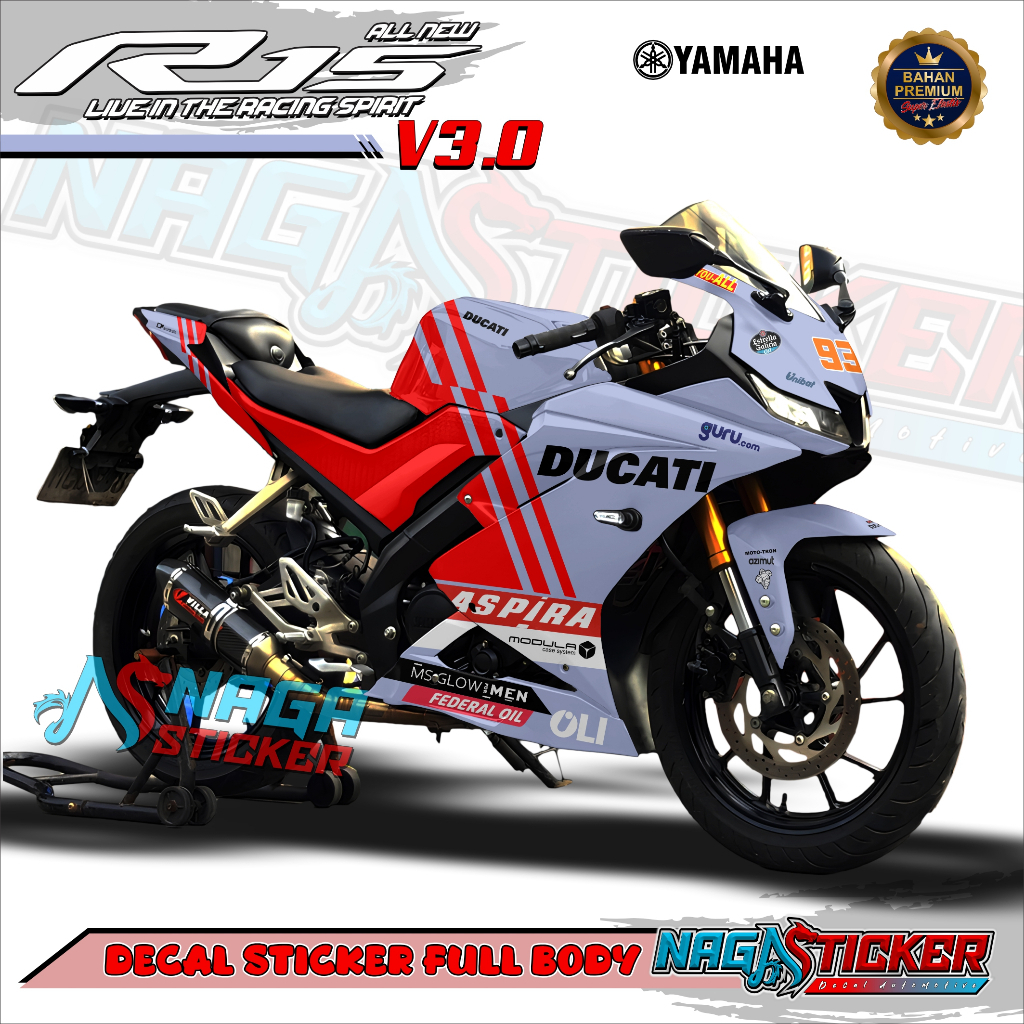 Decal R15 V3 สติกเกอร์ Full Body Yamaha YZF - R15 V3.0 Motif รหัส RV310 ออกแบบสามารถปรับแต่งรถจักรยา