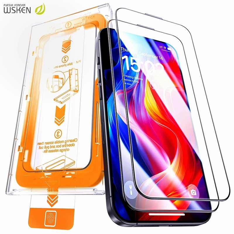 WSKEN กระจกนิรภัย iPhone XR ถึง 17/18 Series 2 ชิ้น – 9H Anti-Shatter, Privacy Anti-Spy/HD Clear, An