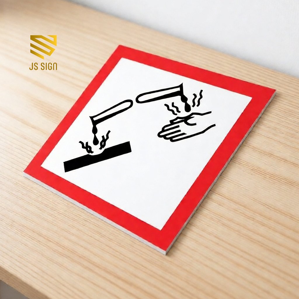 SAFETYSIGN K3 SYMBOL MATERIAL B3 - KOROSIF + จาน 3 มม