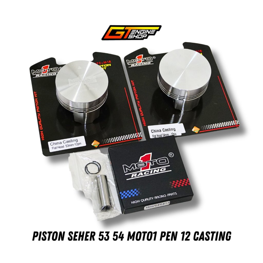 PISTON 52 53 54 ปากกา 12 MOTO1 RACING SEHER BORE UP GENIO SEHER 52 53 54 MOTO 1 RACING CASTING MATER