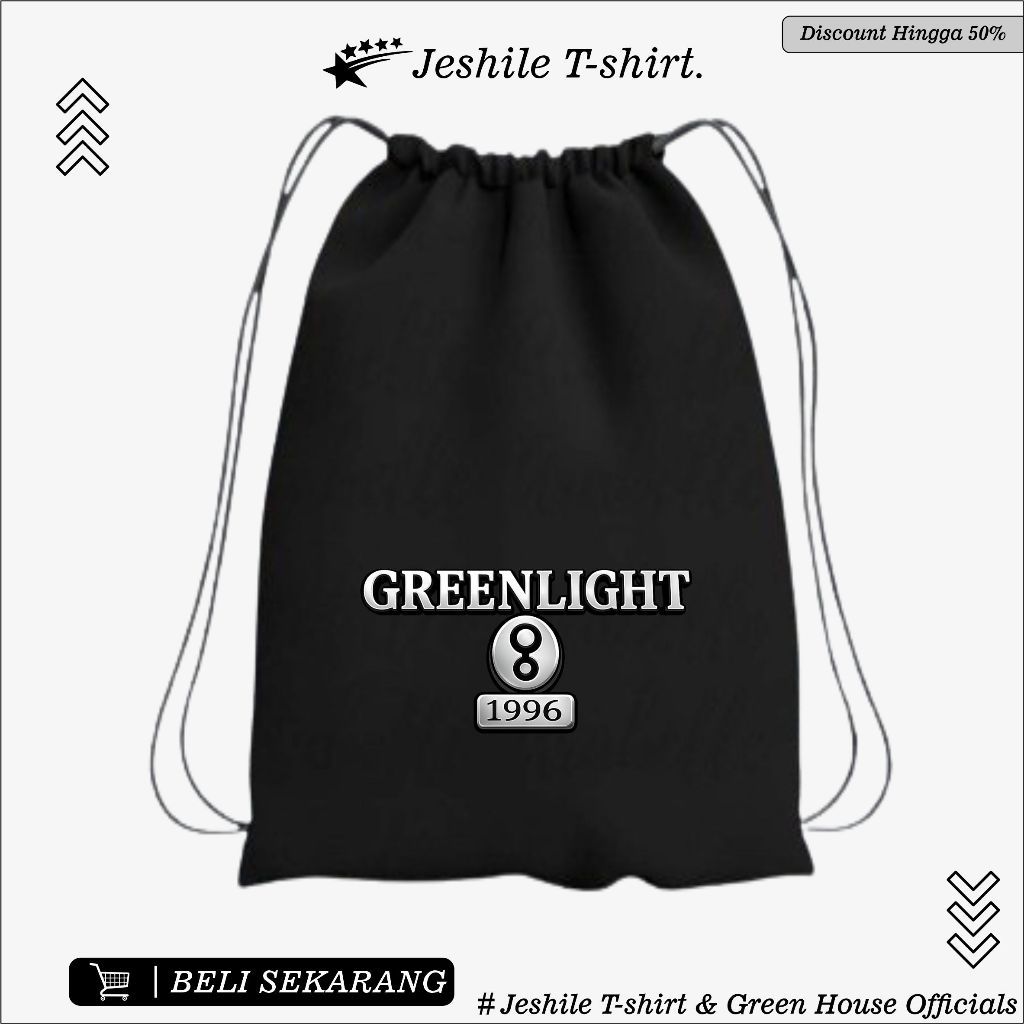 กระเป๋าหูรูดสีดําลาย Green Light Lover Motif By Green House