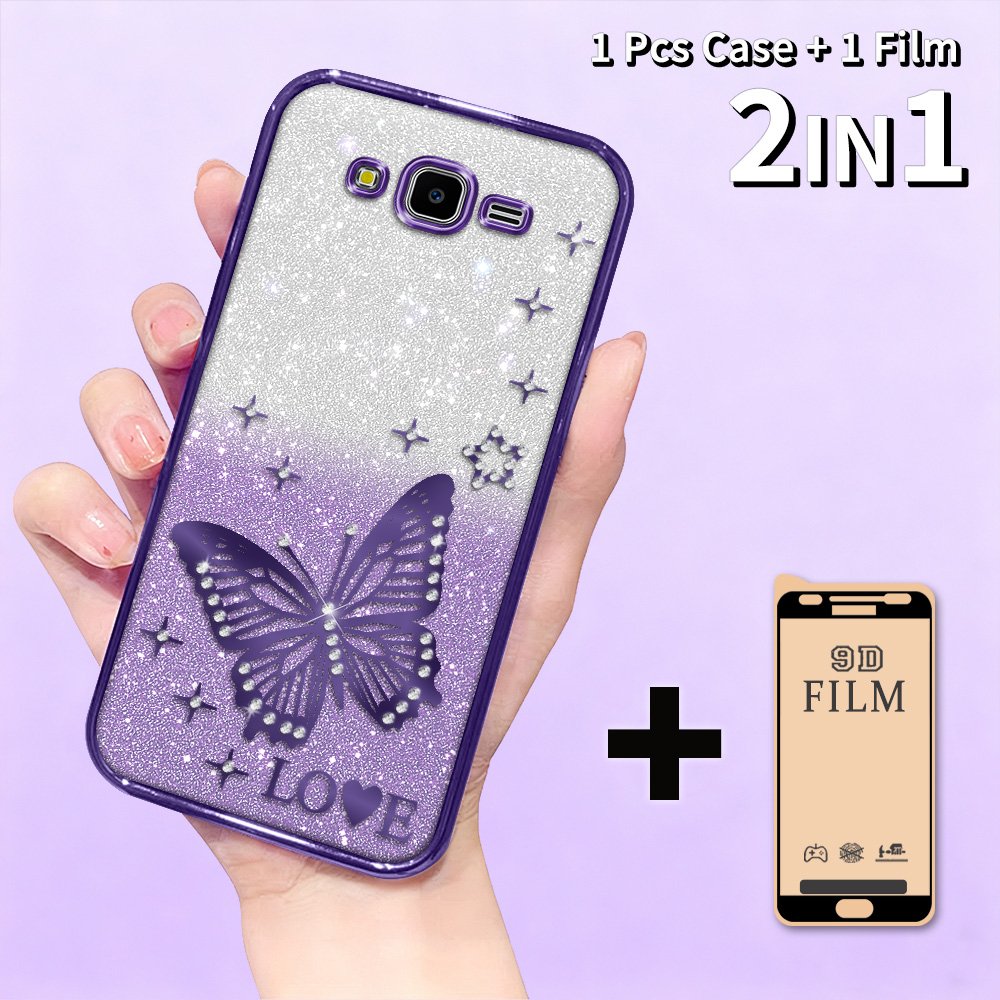 เคสสําหรับ Samsung J7 Core J7 2015 J7 Neo Glitter Diamond Gradient - TPU Softcase Butterfly Star + 9