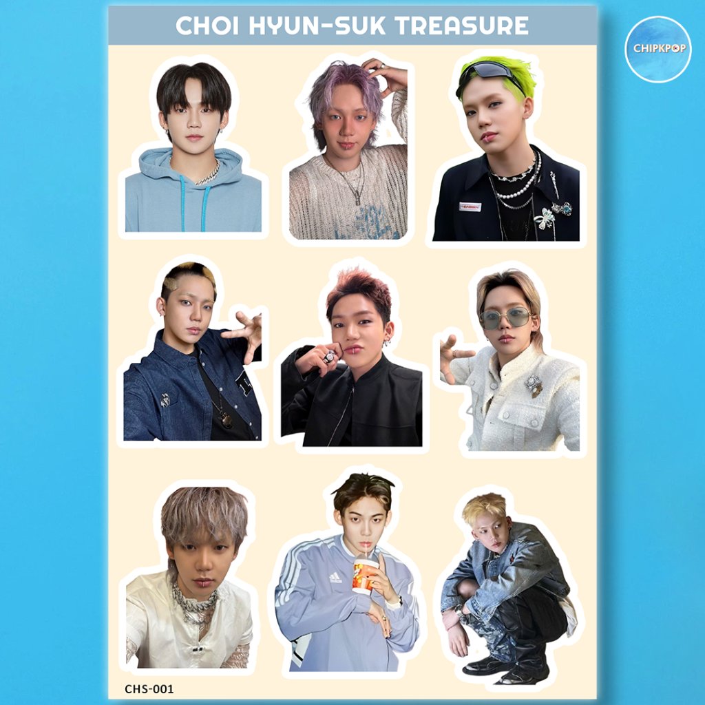 สติ๊กเกอร์ HYUNSUK TREASURE, JUNGHWAN TREASURE, KPOP MERCH, ลาย HARUTO, ASAHI, JIHOON, PHOTOCARD TRE