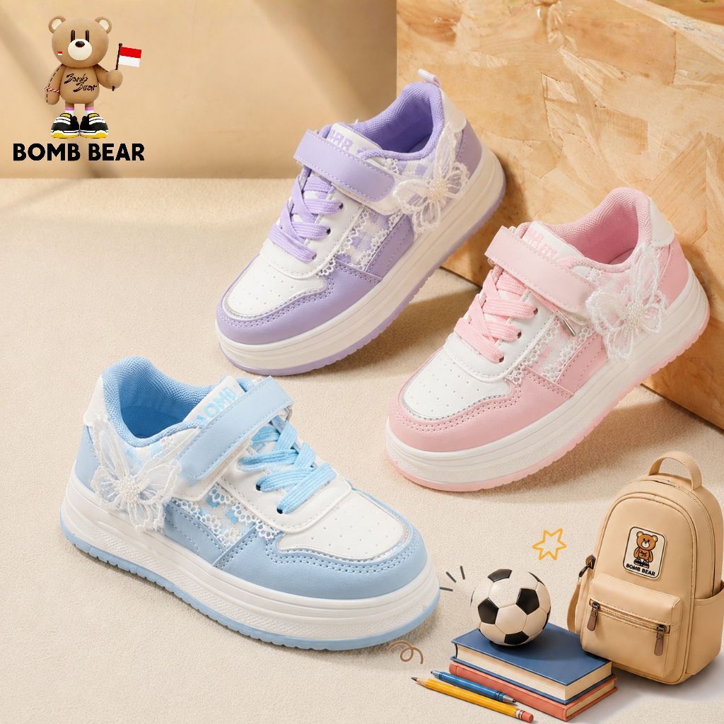 9.9 Bomb Bear Casual Blue Elementary School Boys School รองเท้าผ้าใบ 3-12 ปี YNABK9901