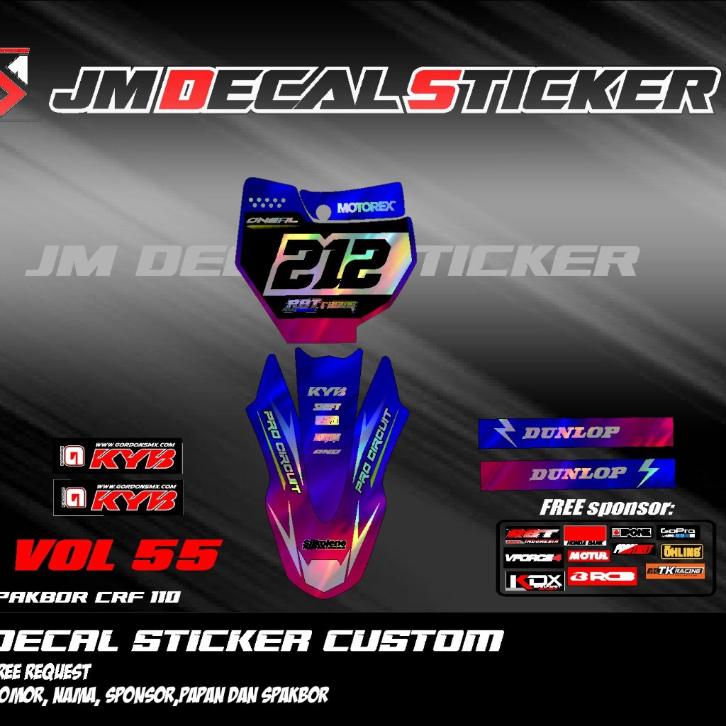 DECAL STICKER NUMBER PLATE KTM SPAKBOR CRF 110 HOLOGRAM STICKER ใหม่ล่าสุด MOST VIRAL JM vol 55